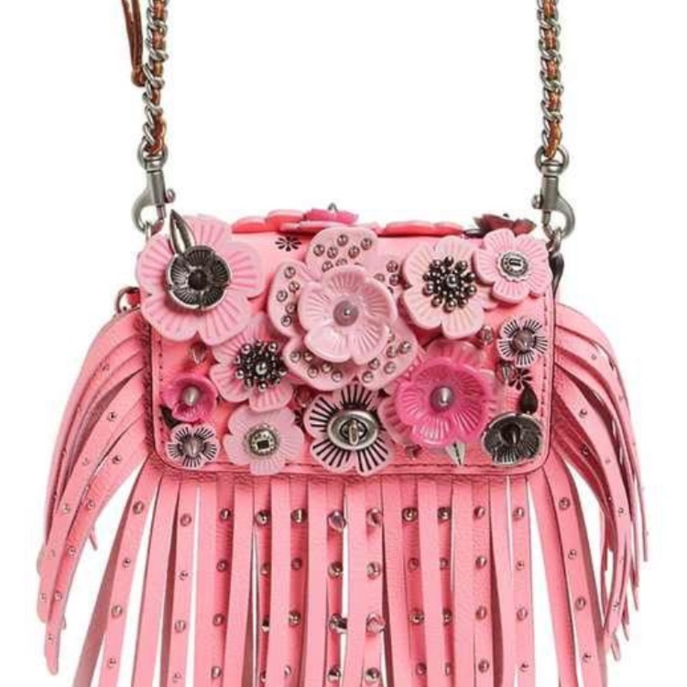 Coach 1941 Dinky 15 Tea Rose Fringe Shoulder Bag